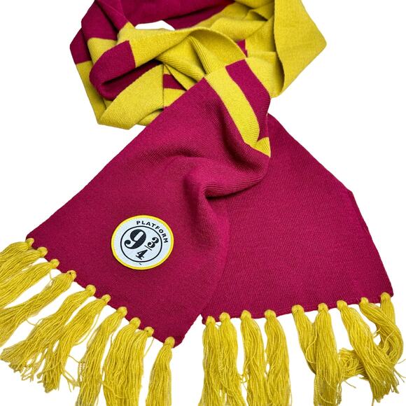 Harry Potter Scarf Hogwarts Express Red Gold Gryffindor Extra Long Tassels - Picture 1 of 8